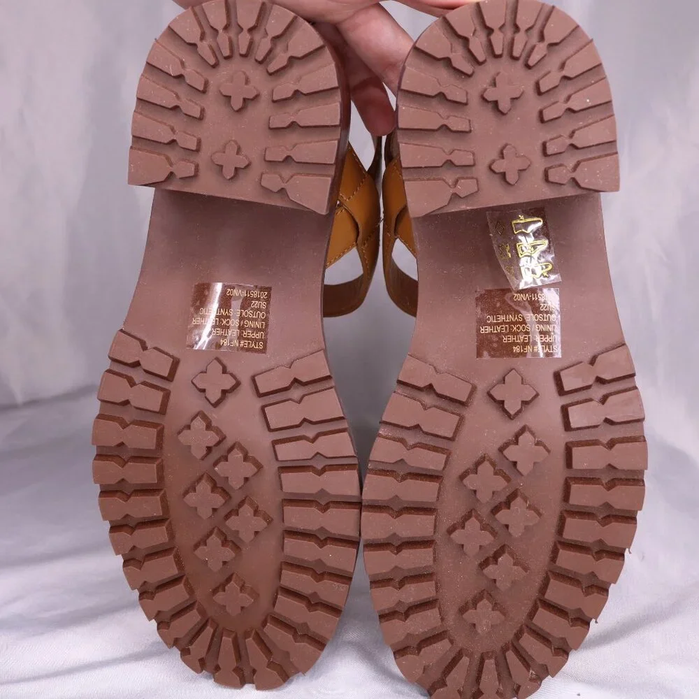 Madewell Tan Leather Lug Sole Block Heel Sandals Size 8 NWOB - Picture 10 of 10